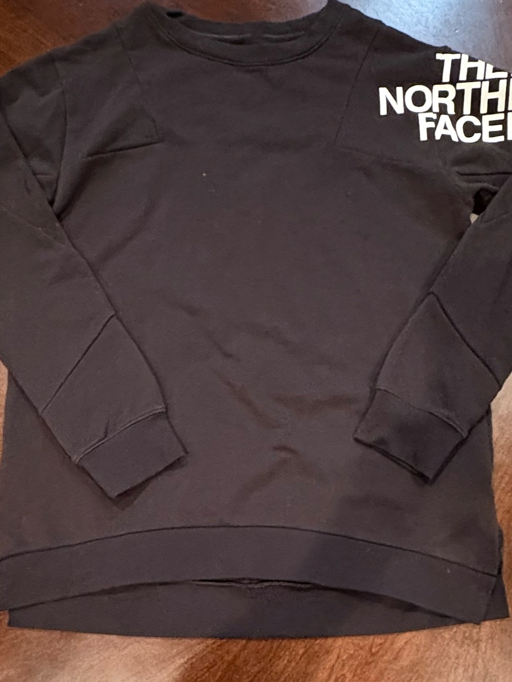 The North Face Black Crewneck Sweatshirt with White Shoulder Logo